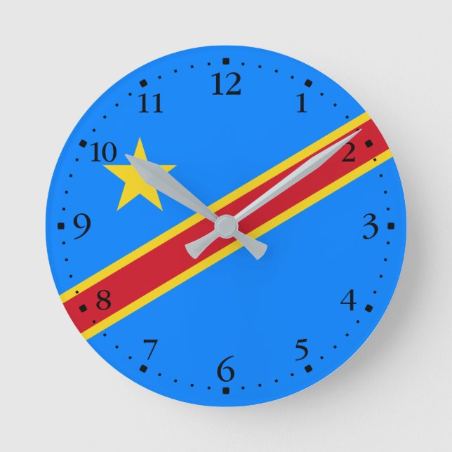 Reloj Redondo Mediano Bandera de Congo Kinshasa (Anverso)