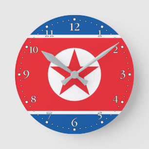 Reloj Redondo Mediano Bandera de Corea del Norte