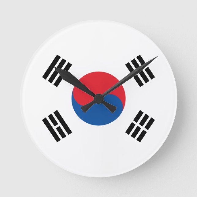 Reloj Redondo Mediano Bandera de Corea del Sur (Anverso)