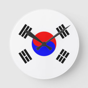 Reloj Redondo Mediano Bandera de Corea del Sur