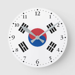 Reloj Redondo Mediano Bandera de Corea del Sur