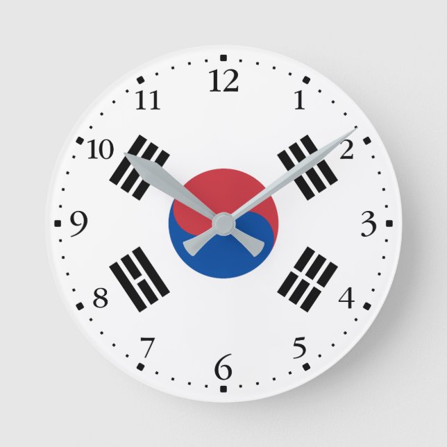 Reloj Redondo Mediano Bandera de Corea del Sur (Anverso)