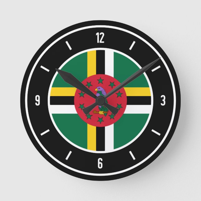 Reloj Redondo Mediano Bandera de Dominica elegante (Anverso)