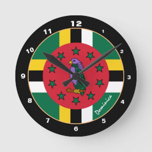 Reloj Redondo Mediano Bandera de Dominica Patriótica & Domica Hogar / di