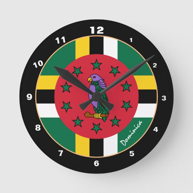 Reloj Redondo Mediano Bandera de Dominica Patriótica & Domica Hogar / di (Anverso)