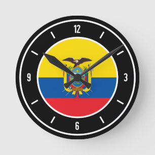 Reloj Redondo Mediano Bandera de Ecuador elegante