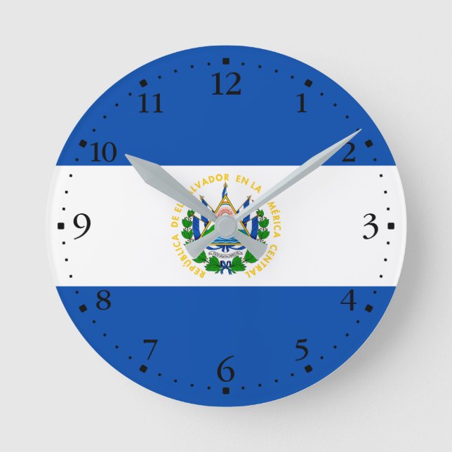Reloj Redondo Mediano Bandera de El Salvador (Anverso)