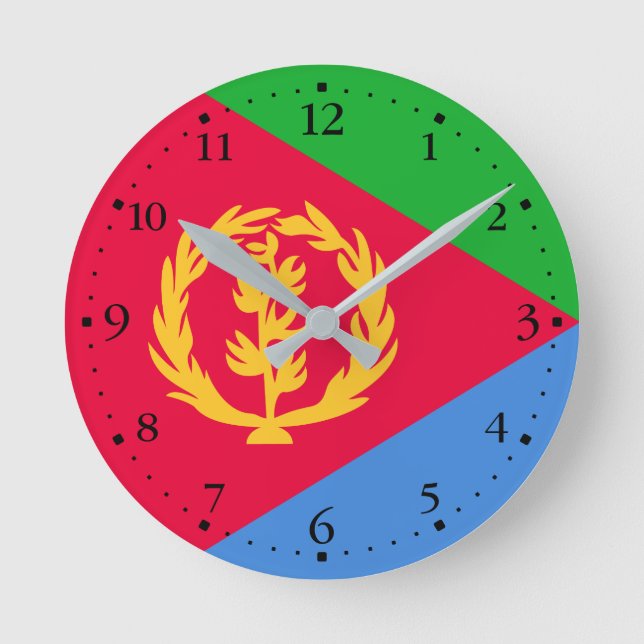 Reloj Redondo Mediano Bandera de Eritrea (Anverso)