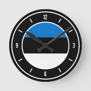 Reloj Redondo Mediano Bandera de Estonia elegante