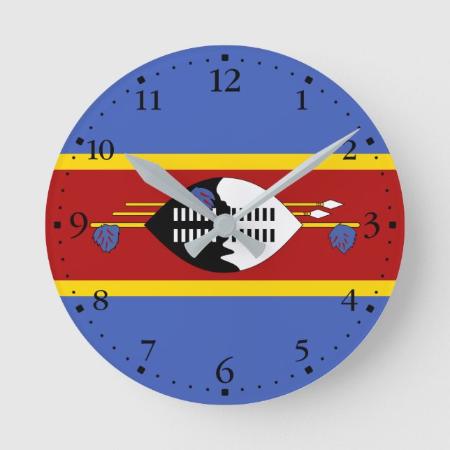 Reloj Redondo Mediano Bandera de Eswatini (Anverso)