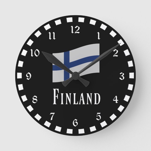 Reloj Redondo Mediano Bandera de Finlandia (Anverso)