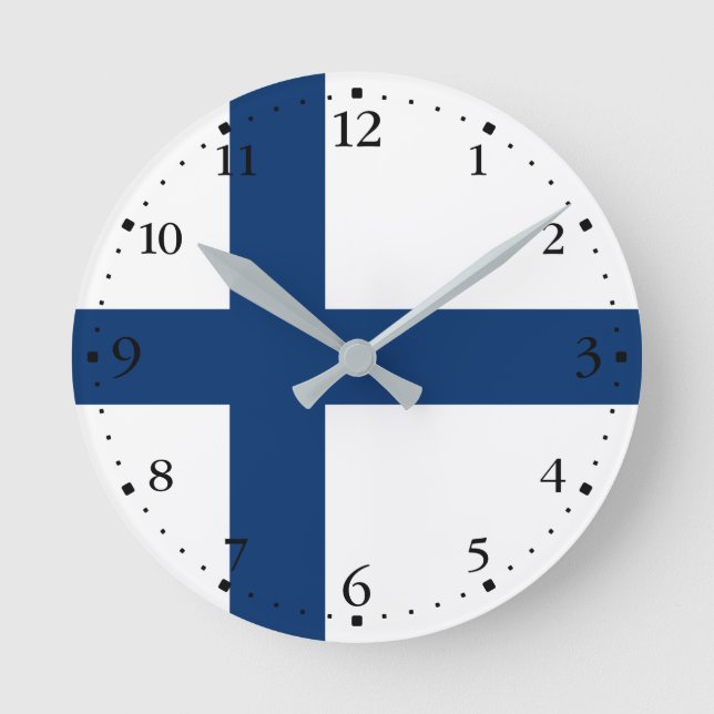 Reloj Redondo Mediano Bandera de Finlandia (Anverso)