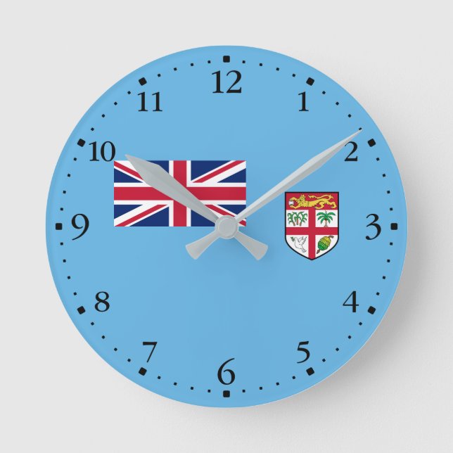 Reloj Redondo Mediano Bandera de Fiyi (Anverso)