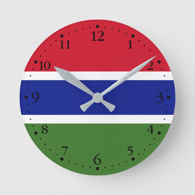 Reloj Redondo Mediano Bandera de Gambia (Anverso)