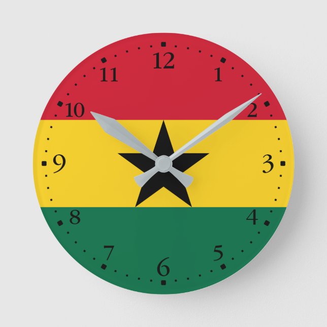 Reloj Redondo Mediano Bandera de Ghana (Anverso)
