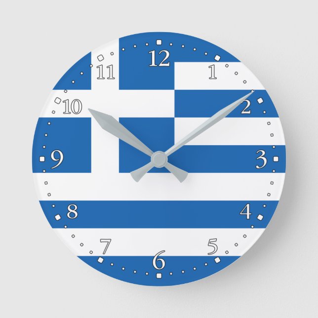 Reloj Redondo Mediano Bandera de Grecia (Anverso)