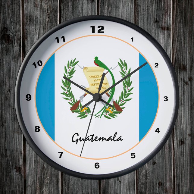 Reloj Redondo Mediano Bandera de Guatemala y diseño de moda y Guatemala (Subido por el creador)