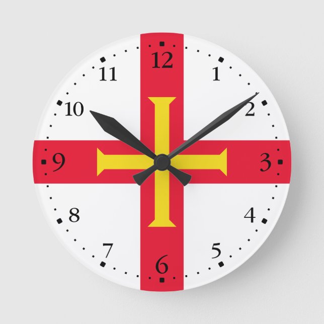 Reloj Redondo Mediano Bandera de Guernsey (Anverso)