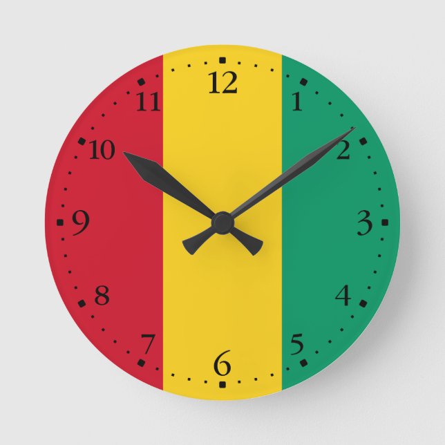 Reloj Redondo Mediano Bandera de Guinea (Anverso)