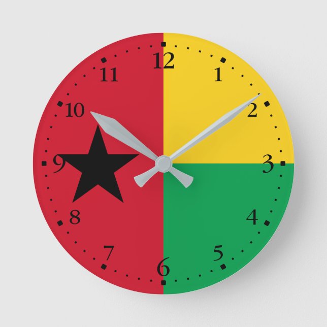Reloj Redondo Mediano Bandera de Guinea Bissau (Anverso)