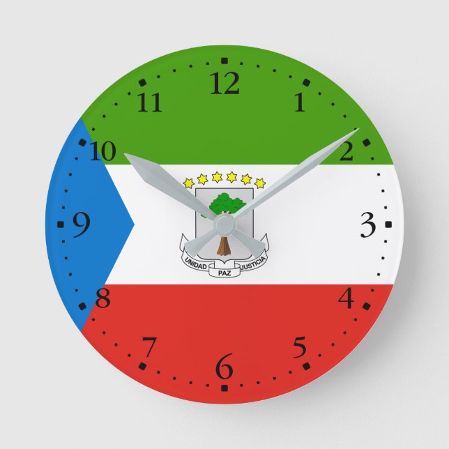 Reloj Redondo Mediano Bandera de Guinea Ecuatorial (Anverso)