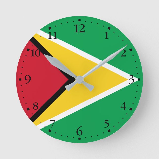 Reloj Redondo Mediano Bandera de Guyana (Anverso)
