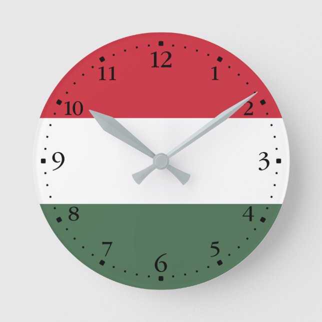 Reloj Redondo Mediano Bandera de Hungría (Anverso)
