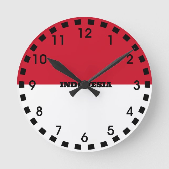 Reloj Redondo Mediano Bandera de Indonesia (Anverso)