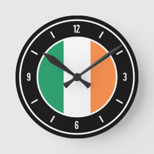 Reloj Redondo Mediano Bandera de Irlanda Elegante