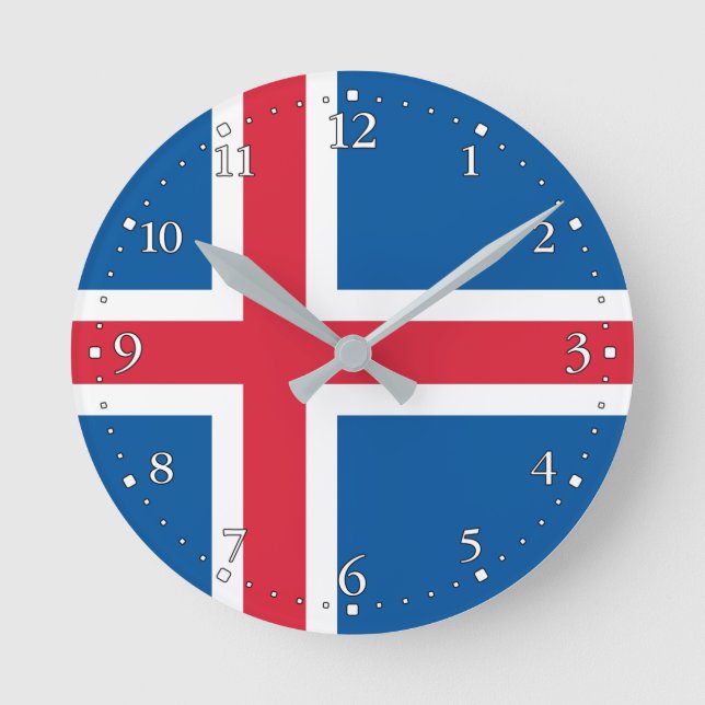 Reloj Redondo Mediano Bandera de Islandia (Anverso)