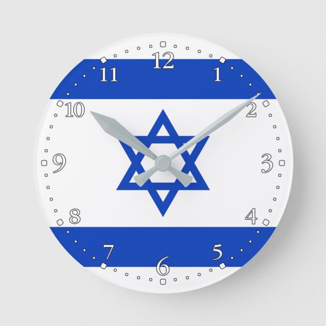Reloj Redondo Mediano Bandera de Israel (Anverso)