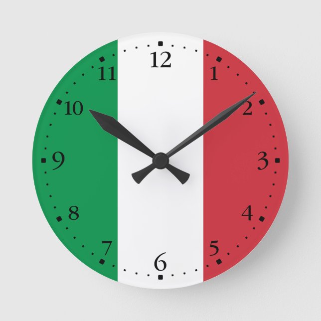 Reloj Redondo Mediano Bandera de Italia (Anverso)