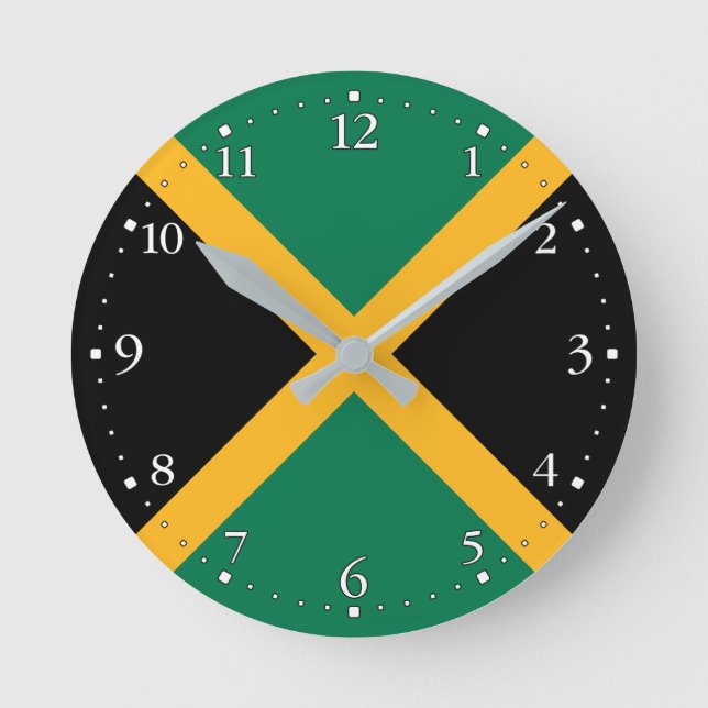Reloj Redondo Mediano Bandera de Jamaica (Anverso)