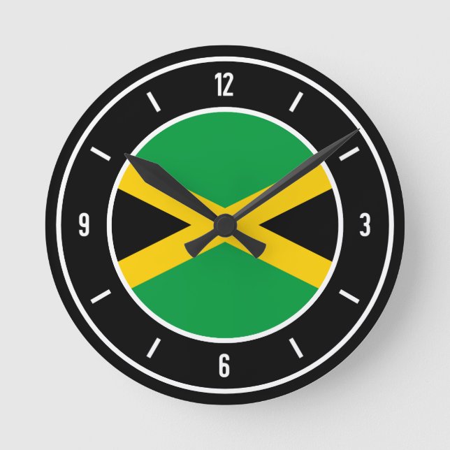 Reloj Redondo Mediano Bandera de Jamaica elegante (Anverso)