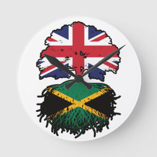 Reloj Redondo Mediano Bandera de Jamaica Jamaicano Británico Reino Unido