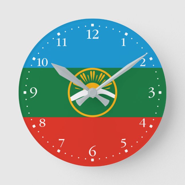 Reloj Redondo Mediano Bandera de Karachay Cherkessia (Anverso)