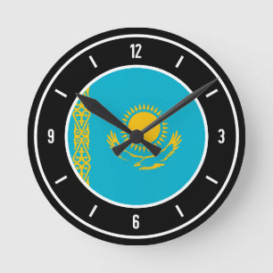 Reloj Redondo Mediano Bandera de Kazajistán elegante