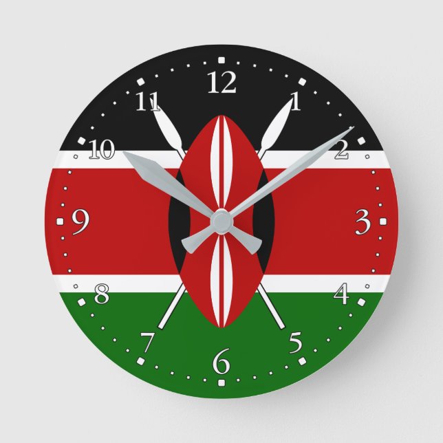 Reloj Redondo Mediano Bandera de Kenia (Anverso)