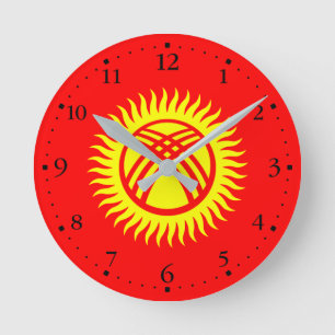 Reloj Redondo Mediano Bandera de Kirguistán