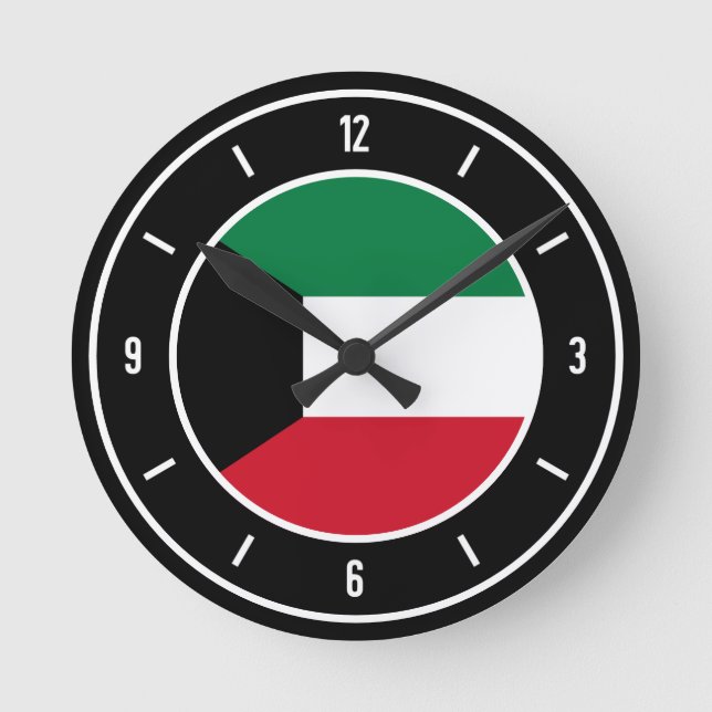 Reloj Redondo Mediano Bandera de Kuwait elegante (Anverso)
