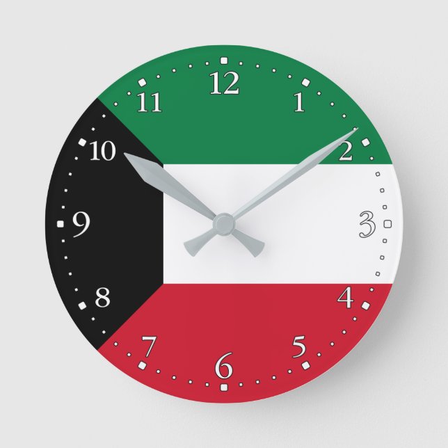 Reloj Redondo Mediano Bandera de Kuwait Patriótica (Anverso)