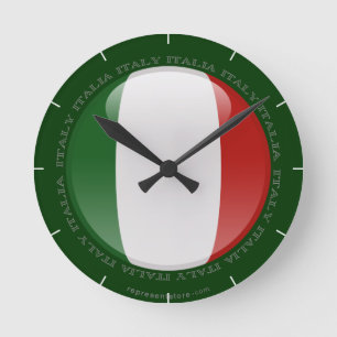 Reloj Redondo Mediano Bandera de la burbuja de Italia