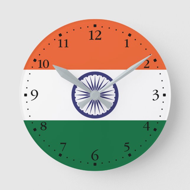Reloj Redondo Mediano Bandera de la India (Anverso)