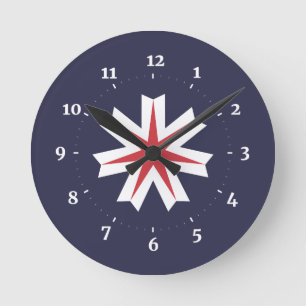 Reloj Redondo Mediano Bandera de la prefectura de Hokkaido, Japón
