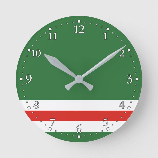 Reloj Redondo Mediano Bandera de la República Chechena de Ichkeria (Anverso)