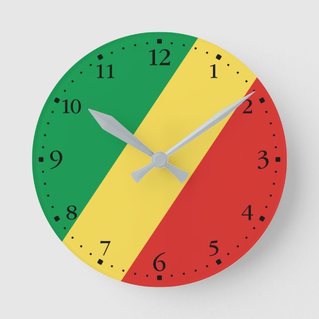 Reloj Redondo Mediano Bandera de la República del Congo (Anverso)