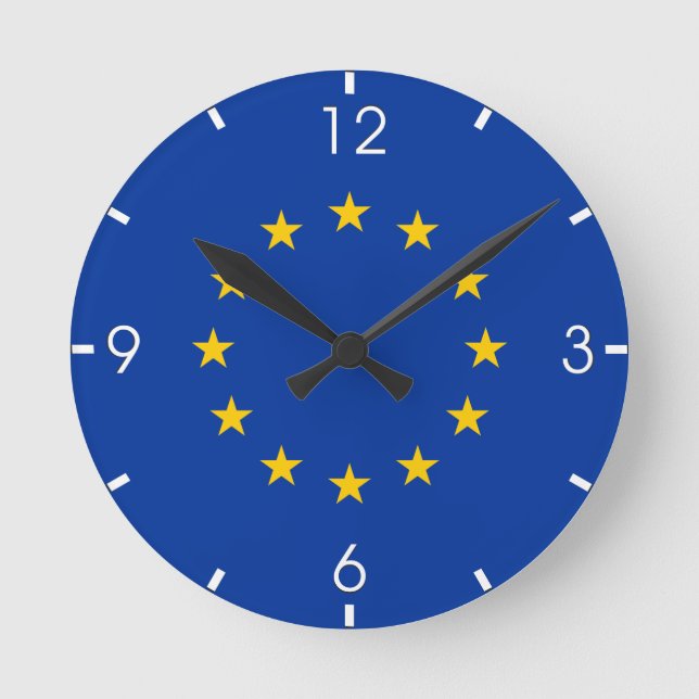 Reloj Redondo Mediano Bandera de la Unión Europea (UE) (Europa) (Anverso)