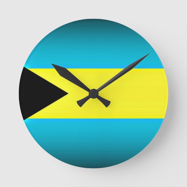 Reloj Redondo Mediano Bandera de las Bahamas de borde oscuro (Anverso)
