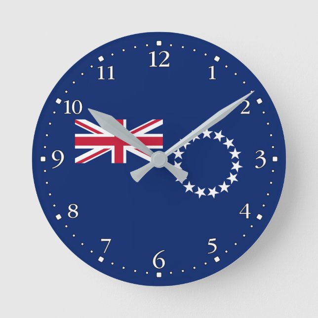 Reloj Redondo Mediano Bandera de las Islas Cook (Anverso)