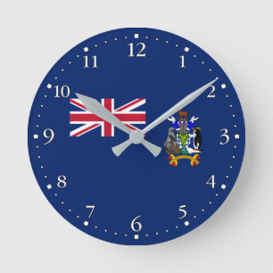 Reloj Redondo Mediano Bandera de las Islas Georgias del Sur y Sandwich d